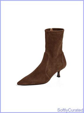 Suede Kitten Heel Ankle Boots Pointed Toe Side Zipper Booties Fall Shoes